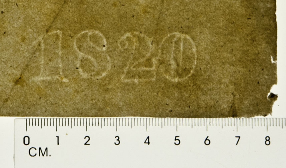 Sheet of blank early wove paper with watermark 1820 par 1820 Good