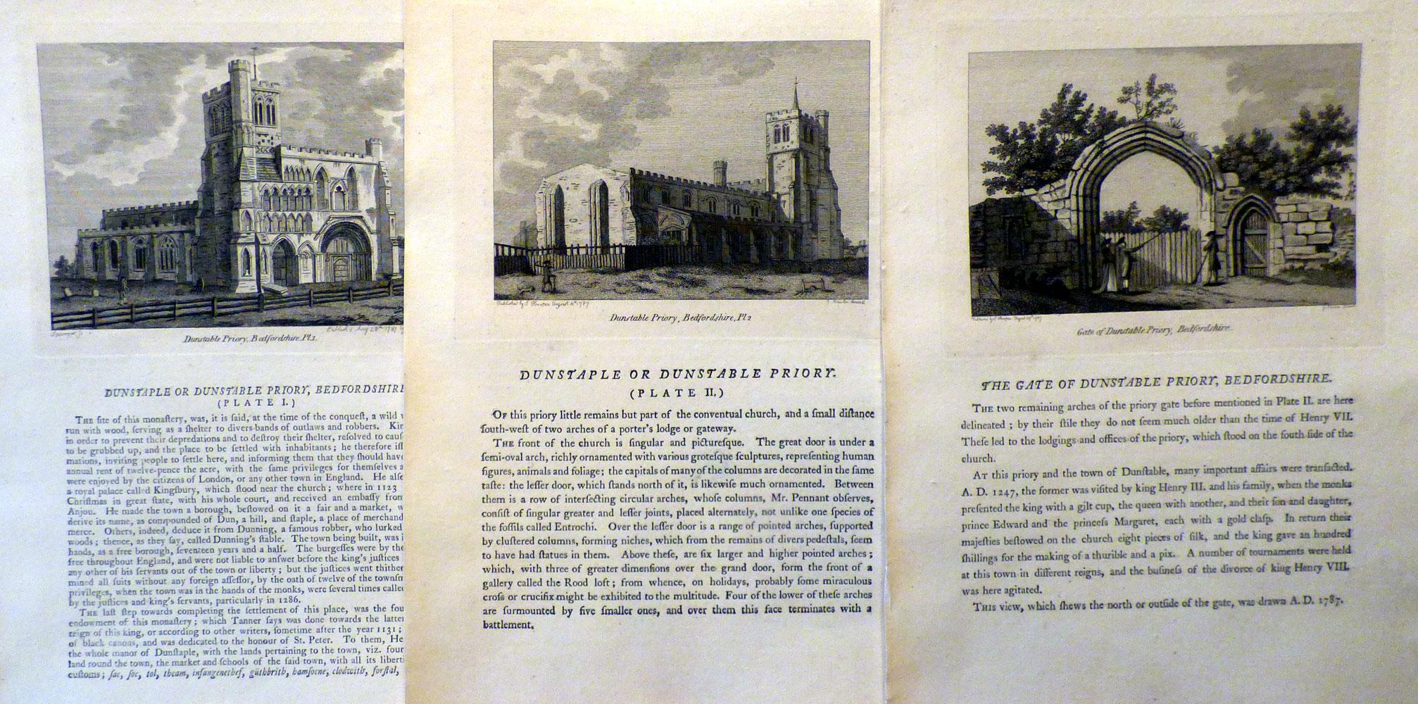 The Antiquities of England and Wales - DUNSTAPLE OR DUNSTABLE PRIORY, BEDFORDSHIRE (Plates I and II) and THE GATE OF DUNSTABLE PIORY, BEDFORDSHIRE GR