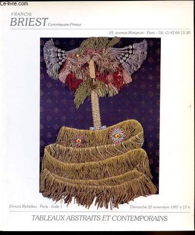 Vente à Paris - Drouot Richelieu - Dimanche 22 novembre 1987 - Salle 1 - Tableaux Abstraits et contemporains Francis Briest Commissaire Priseur [Bon]