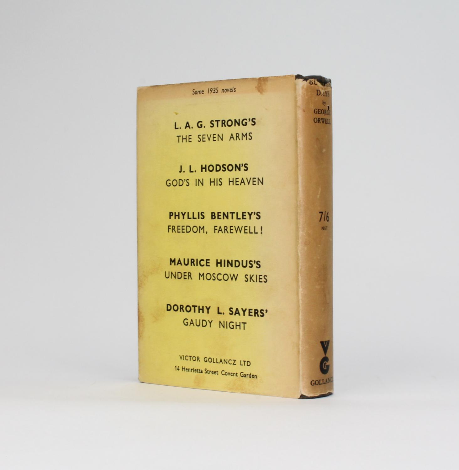 BURMESE DAYS by ORWELL, George; pseudonym of BLAIR, Eric Arthur: (1935