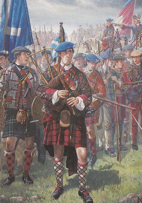 Jacobite Piper Army Scottish 45 Rebellion Military Painting Postcard