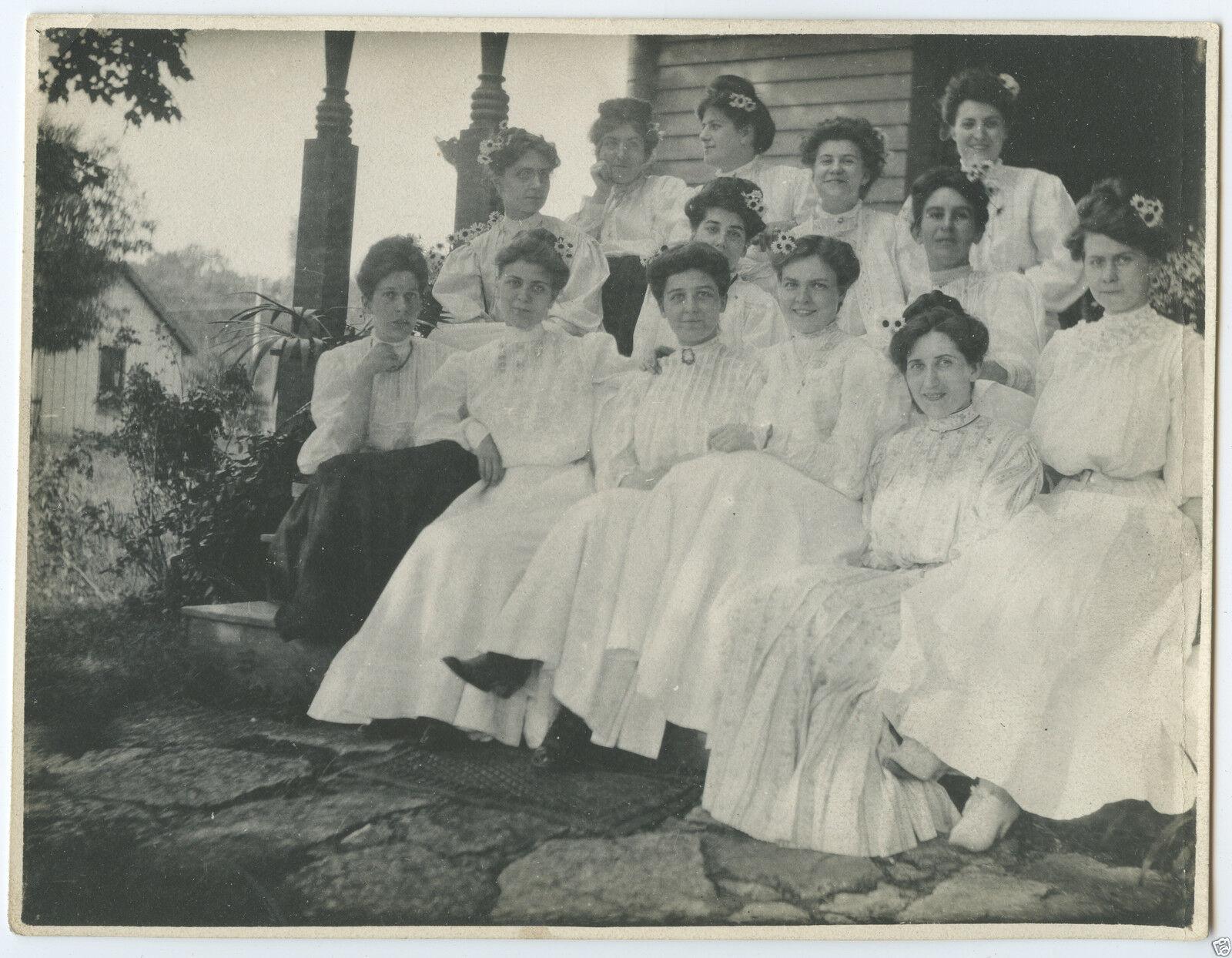VINTAGE ANTIQUE FUNNY DAISIES DAISY HAIRDO EDWARDIAN LADIES OLD DRESSES PHOTO: Signed by Author(s) Photograph | 21 East Gallery VINTAGE ANTIQUE FUNNY DAISIES DAISY HAIRDO EDWARDIAN LADIES OLD DRESSES PHOTO: Signed by Author(s) Photograph | 21 East Gallery