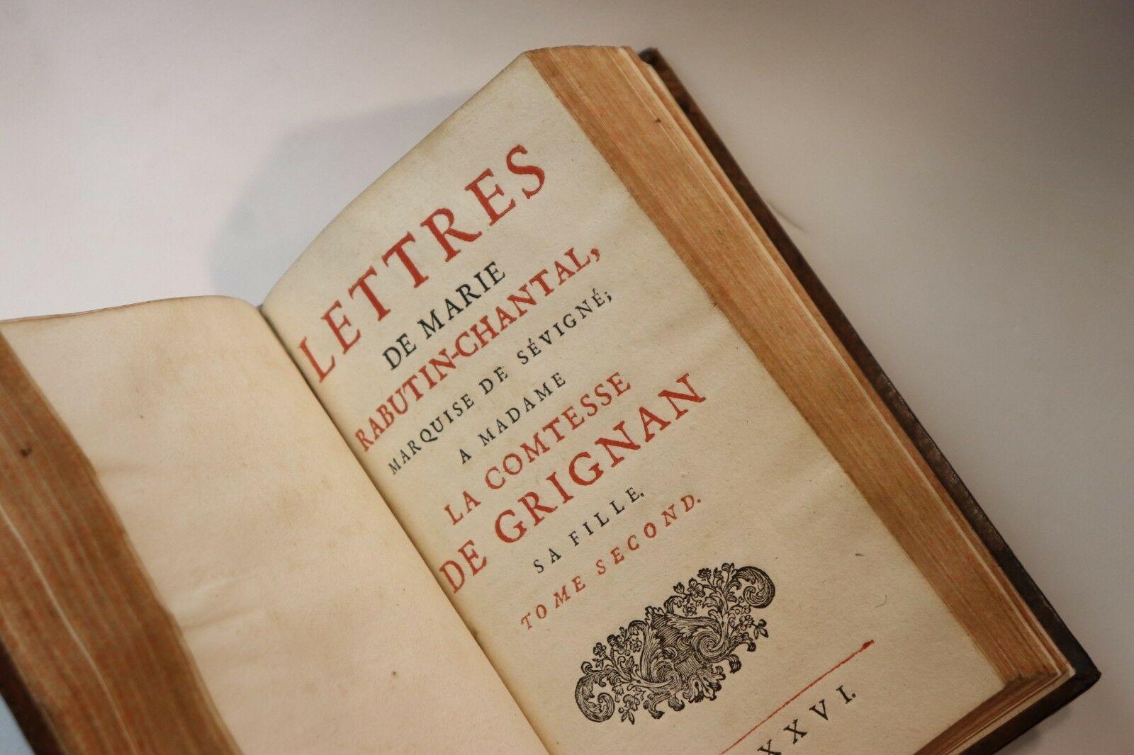 Lettres De Marie Rabutin Chantal Marquise De Sevigne A Madame La Comtesse De Grignan Sa Fille Tome Premier Et Deuxieme Complet De Marquise De Sevigne Marie De Rabutin Chantal Tres Bon Couverture Rigide 1726