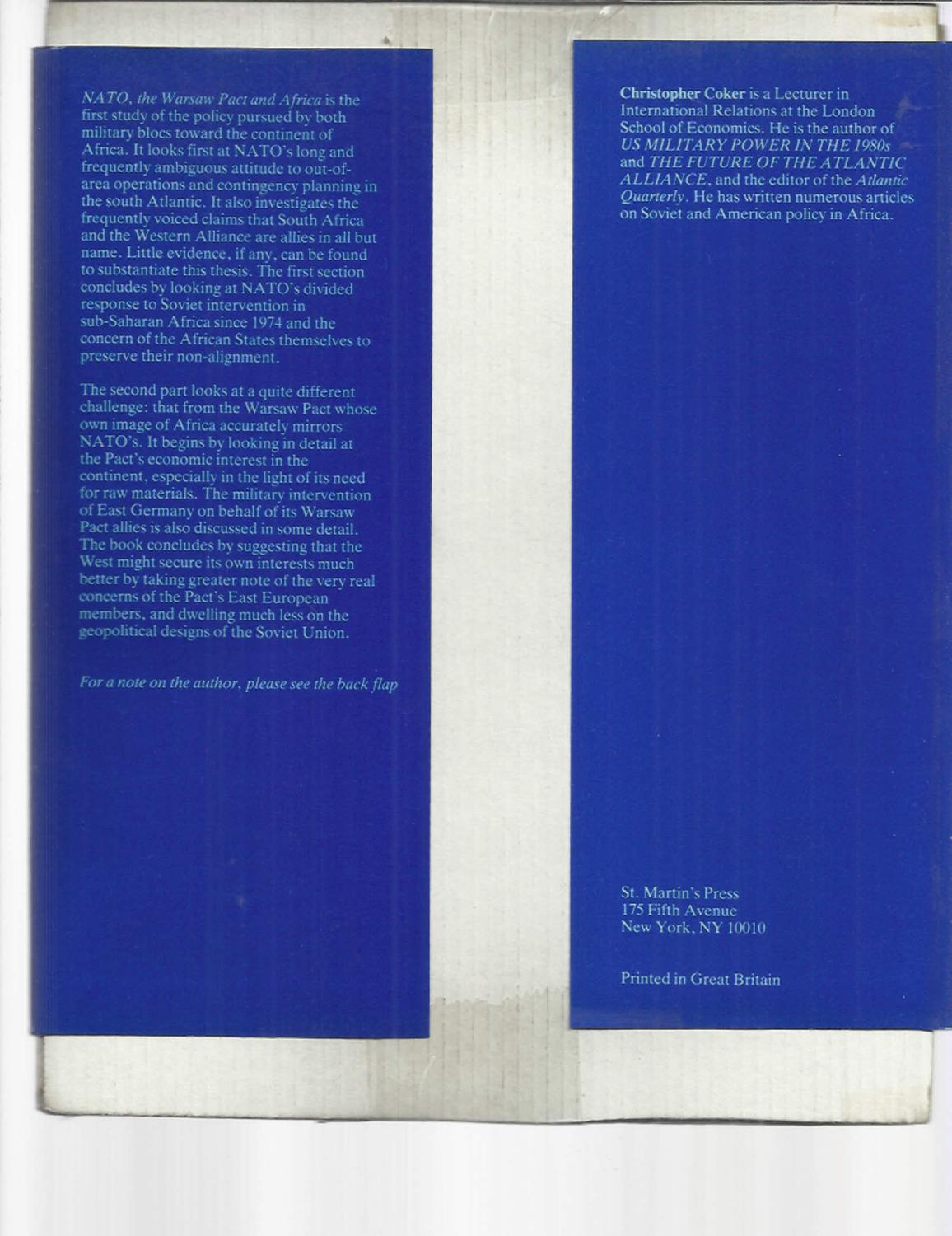 NATO, THE WARSAW PACT AND AFRICA. by Coker, Christopher: (1985) | Chris ...