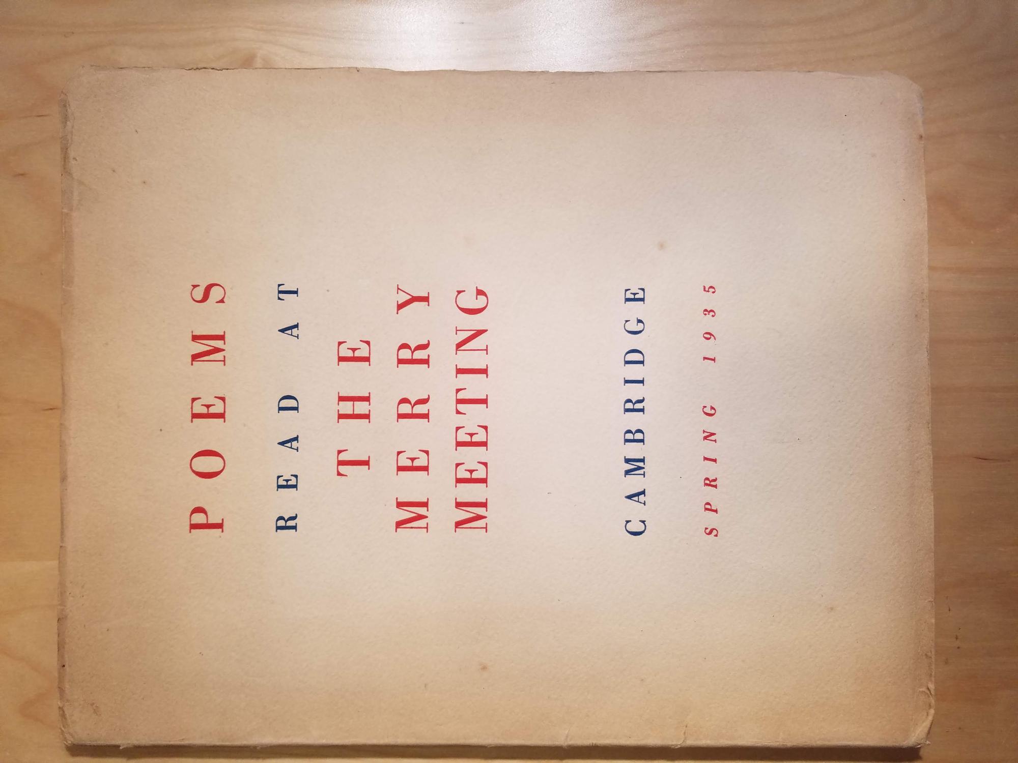 Poems Read at the Merry Meeting - [CAMBRIDGE POETRY] - [EXTREMELY RARE ENGLISH PUBLICATION BY CONCHA MENDEZ AND MANUEL ALTOLAGUIRRE]