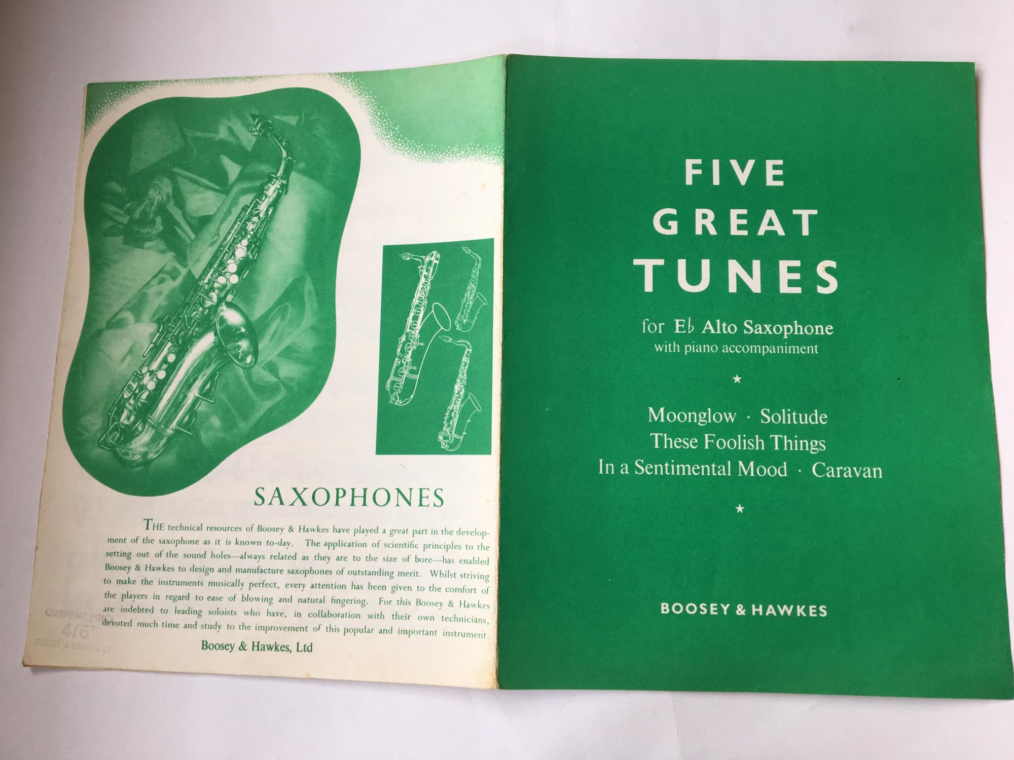 Five Great Tunes for Eb Alto Saxophone with Piano Moon