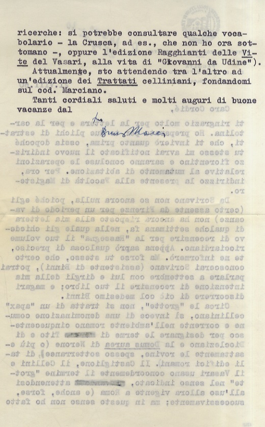 Abebooks Lettera dattiloscritta con firma autografa su due facciate su carta intestata Università di Trieste Facoltà di lettere e filosofia. Indirizzata al prof. Carlo Cordié datata 21 agosto 1960: verte intorno alla cinquece