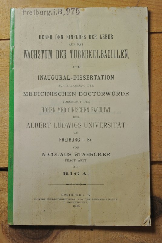 Uber Den Einfluss Der Leber Auf Das Wachstum Der Tuberkelbacillen By Staercker Nicolaus Dissertation 1898 Bookfarm