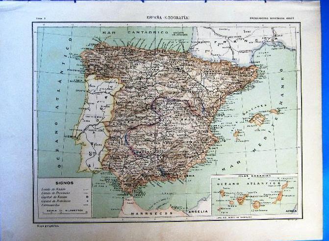 MAPA DE ESPAÑA.12 LÁMINAS ENCICLOPEDIA ILUSTRADA SEGUÍ, 1905/10'S ...