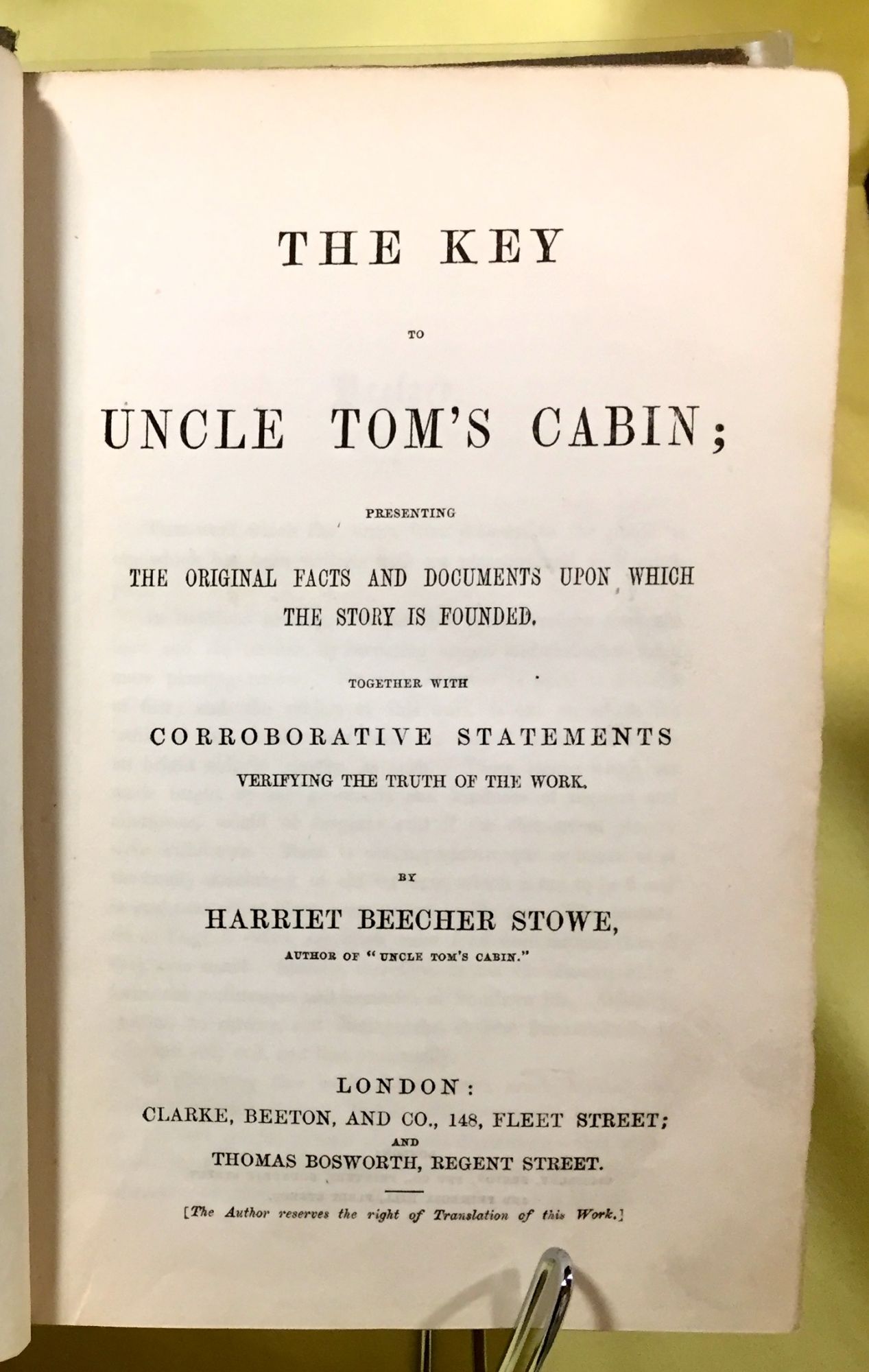 væv Tilslutte sende THE KEY TO UNCLE TOM'S CABIN; Presenting / The Original Facts and Documents  Upon Which the Story is Founded. / Together with Corroborative Statements  Verifying the Truth of the Work. By Harriet