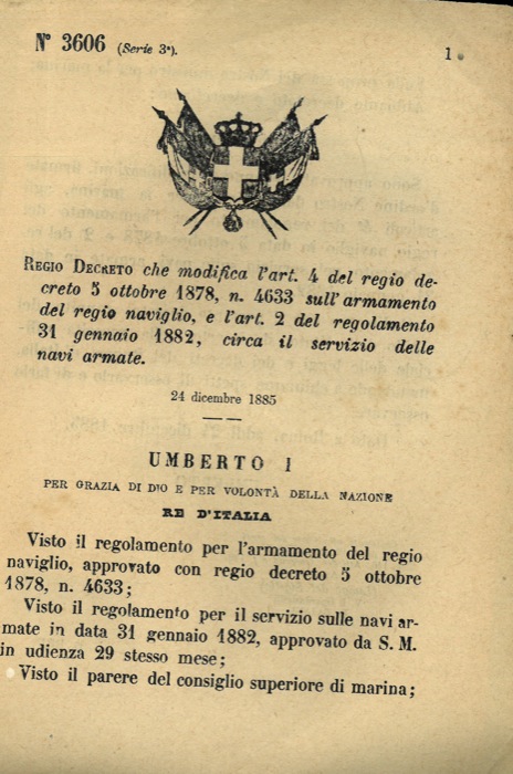 che modifica il regio decreto sull'armamento del regio naviglio, e il ...