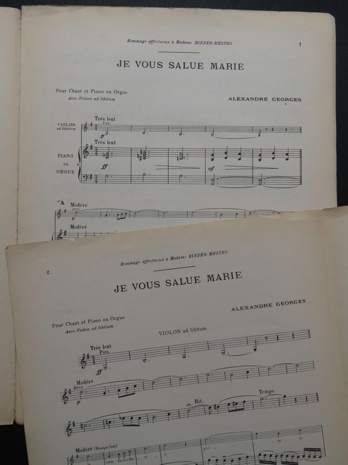 Alexandre Je vous Salue Marie Chant Orgue ou Piano Violon