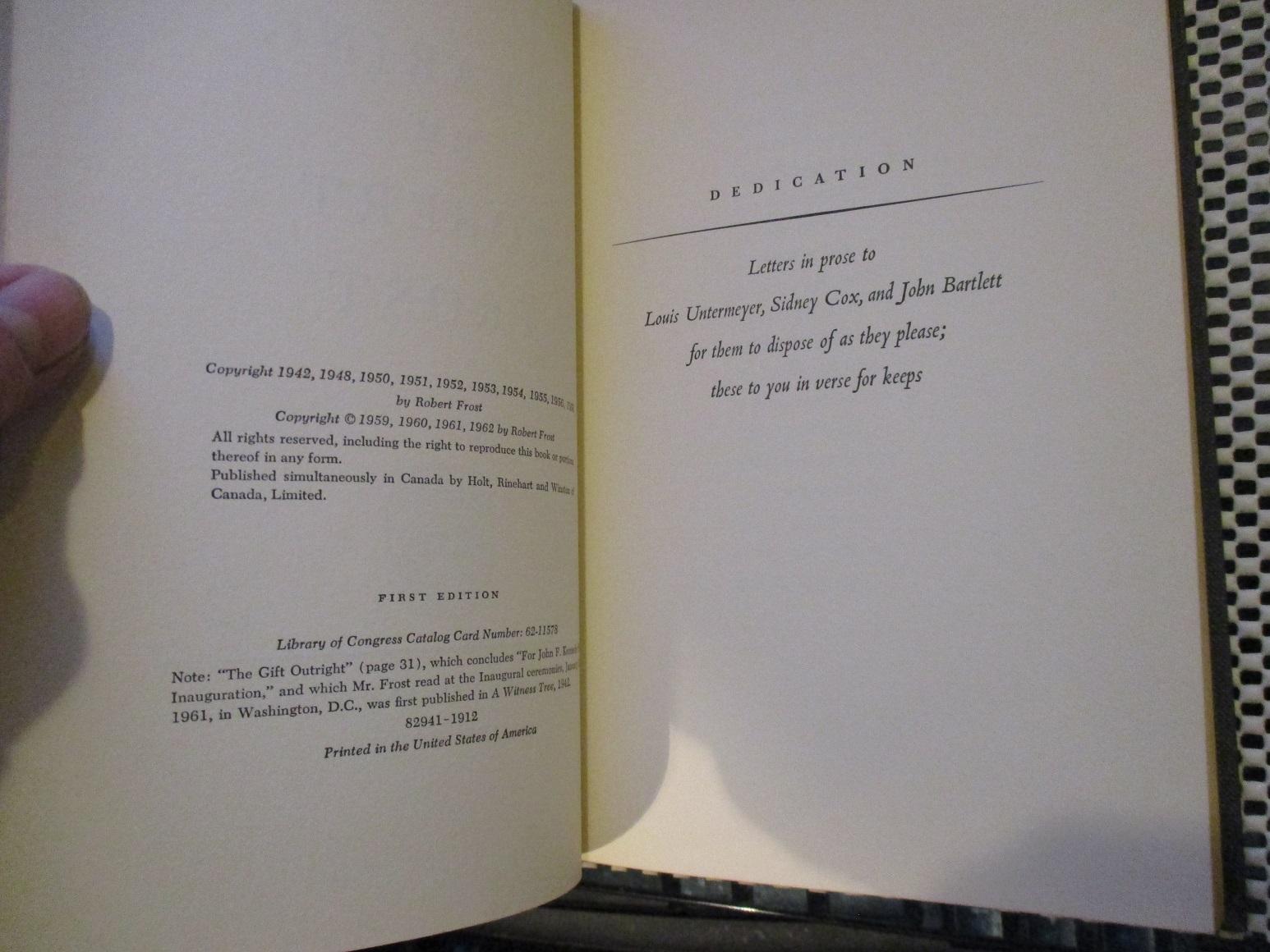 In The Clearing by Robert Frost Near Fine Hardcover (1962) 1st Edition. Dean