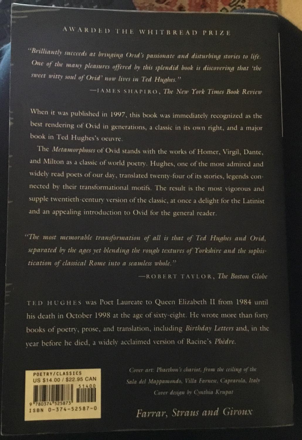 Tales from Ovid: 24 Passages from the Metamorphoses by Ted Hughes: Good