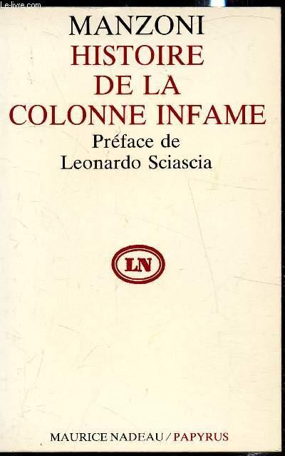 Histoire de la colonne Infame - - Alessandro Manzoni