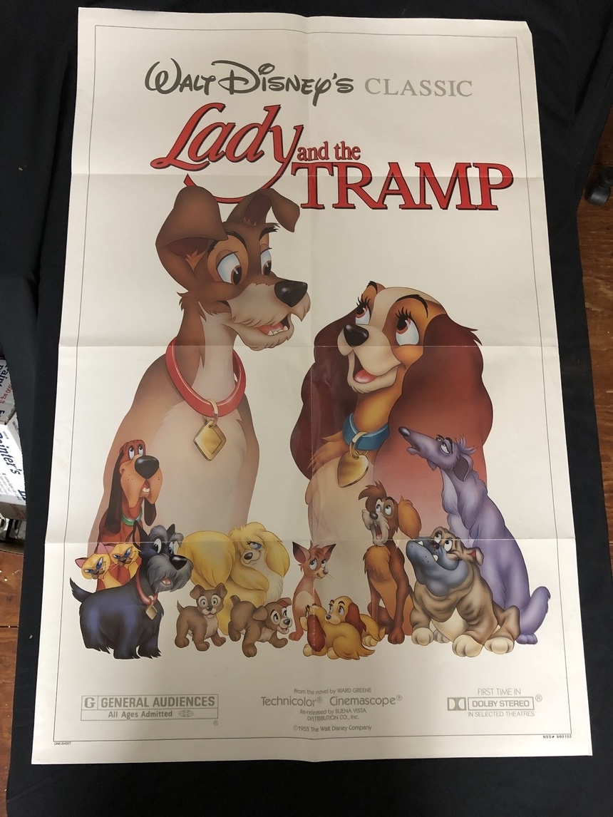 Disney Movie Poster Lady and the Tramp Original One Sheet Postcard 1991 