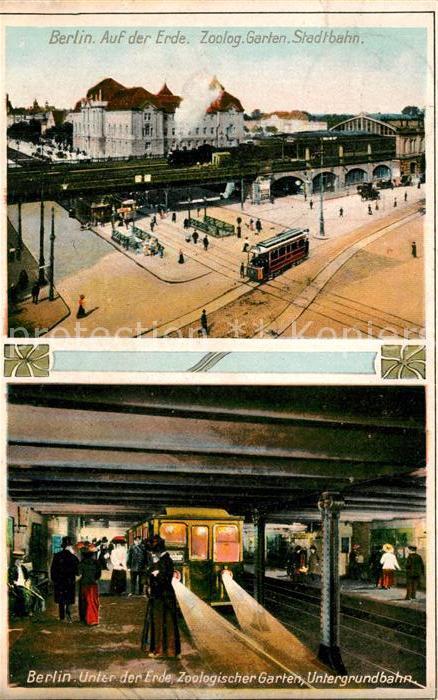 Postkarte Carte Postale Berlin Zoolog. Garten Stadtbahn Unter der Erde