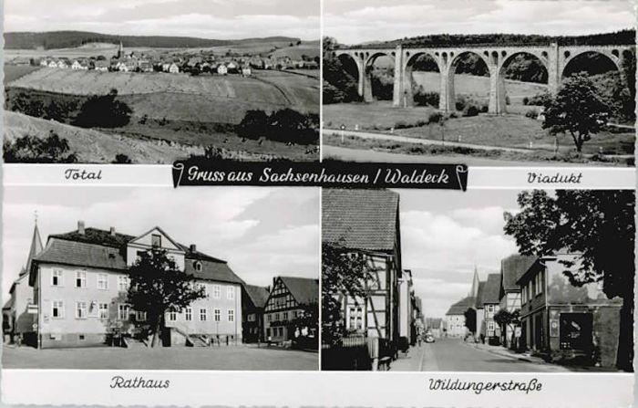 Postkarte Carte Postale Sachsenhausen Waldeck Viadukt Rathaus