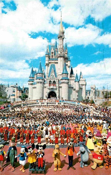 Disneyland Postcard Paris Mickey Mouse Tinkerbell Donald Duck Castle Disney  Card