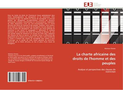 La Charte Africaine Des Droits de l'Homme Et Des Peuples - Drame-M