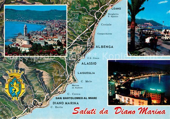 Postkarte Carte Postale Diano Marina Panorama Uferstrasse Nachtaufnahme