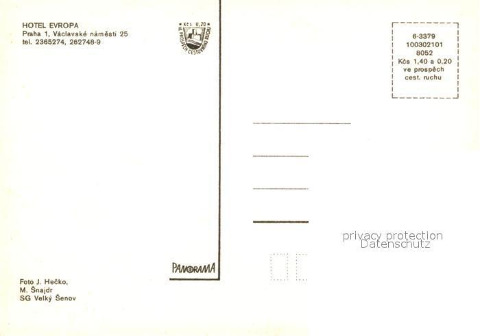 Postkarte Carte Postale Praha Prahy Prague Hotel Evropa Gasträume
