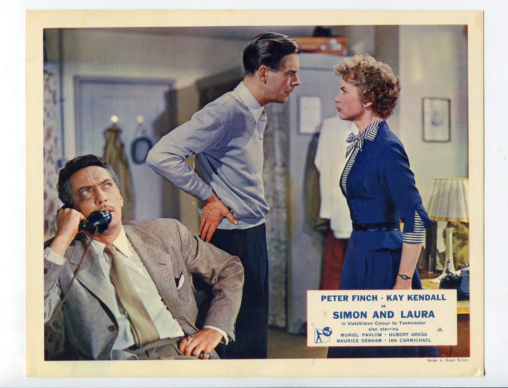 Simon and Laura-Kay Kendall, Hubert Gregg, and Peter Finch-8x10-Color