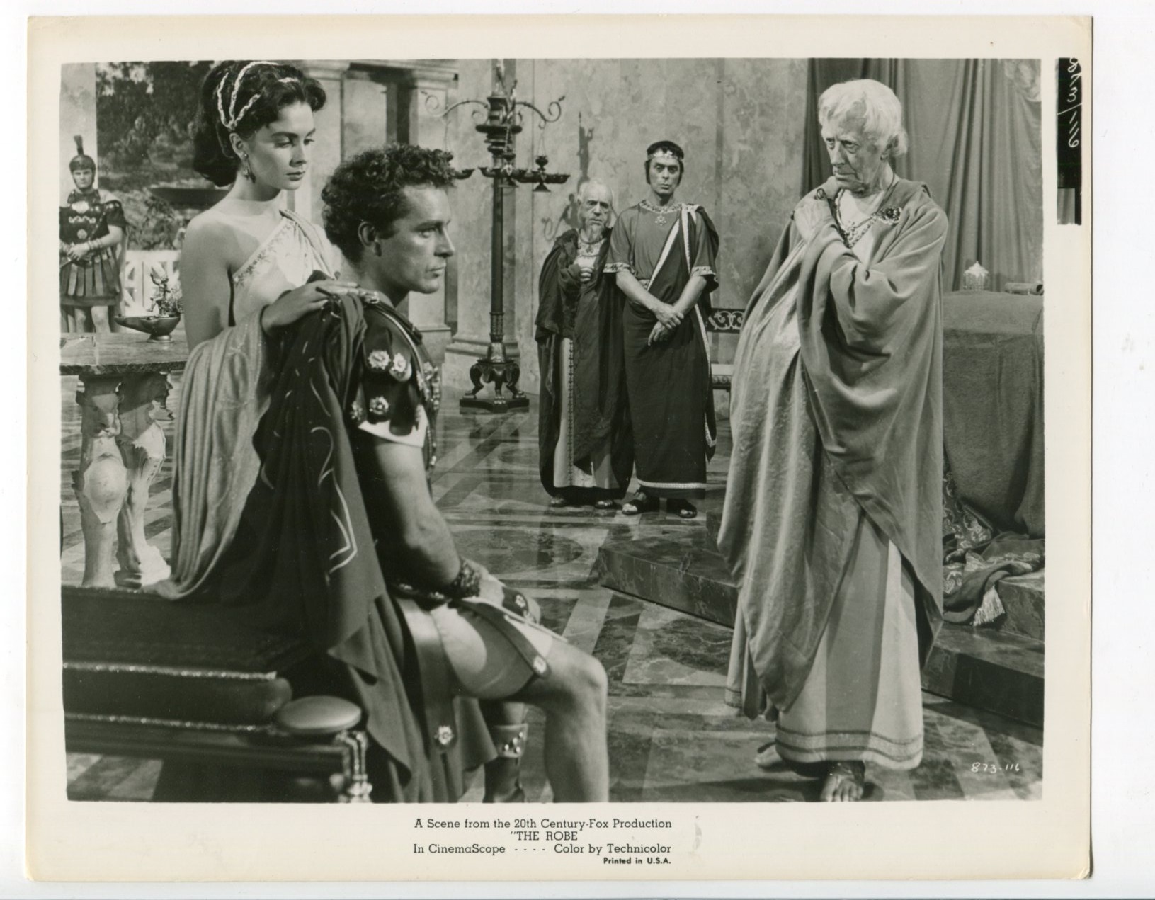 Robe-Richard Burton, Jean Simmons, and Dean Jagger-5x7-B&W-Still ...