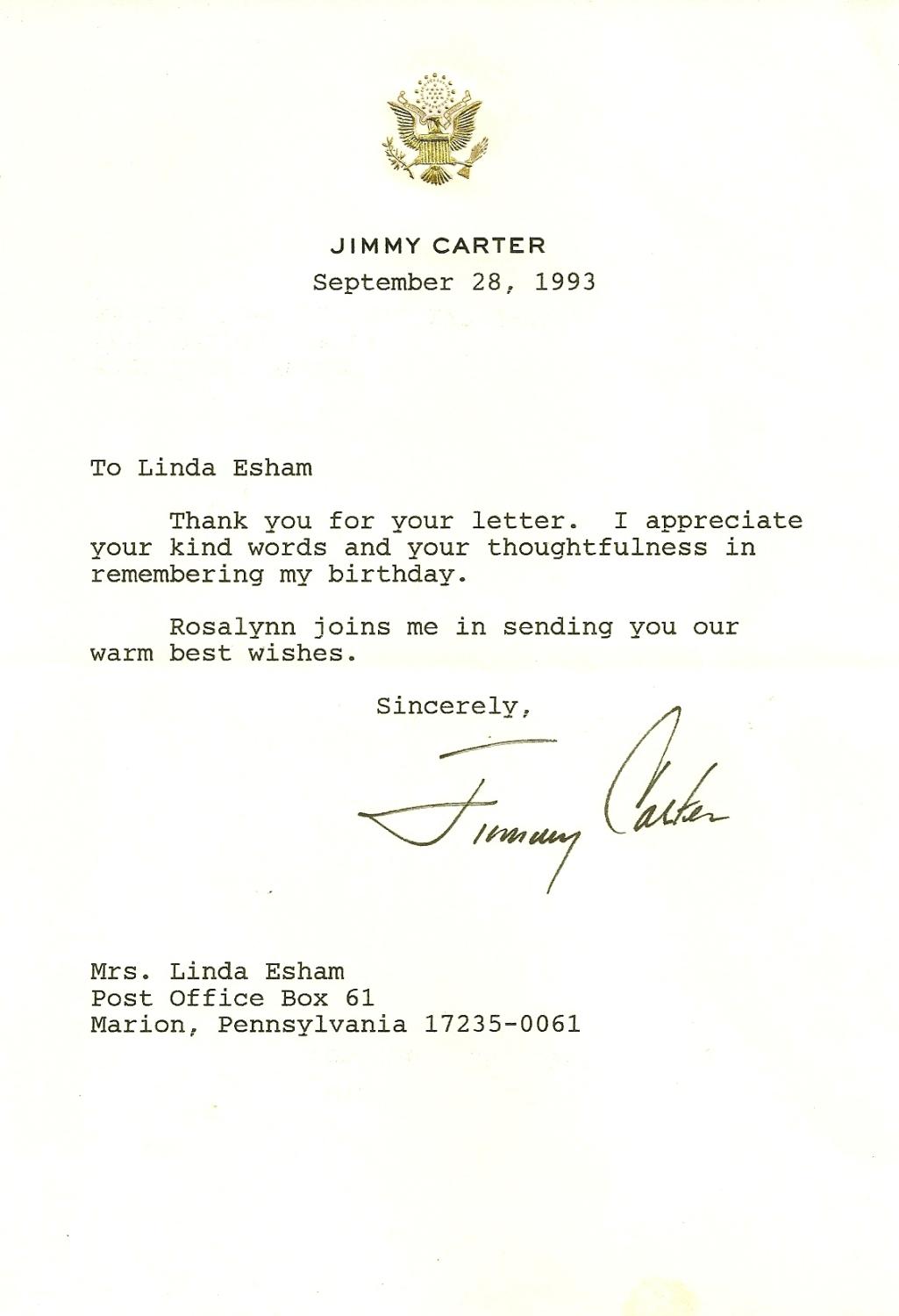 TYPED LETTER SIGNED TLS By CARTER Jimmy Faint Folds From Mailing cpk-vs-ppk-quality-gurus