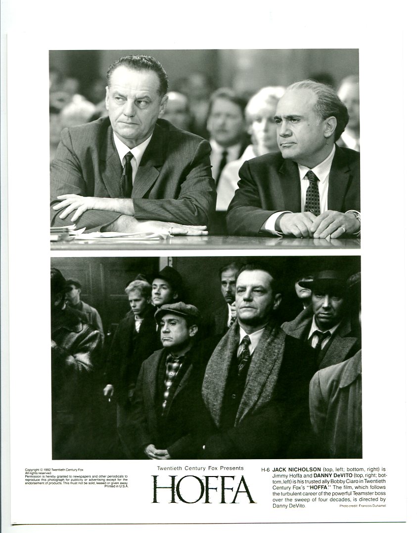 Hoffa-Jack Nicholson-Danny DeVito-8x10-B&W-Still-Drama-Bio: Photograph