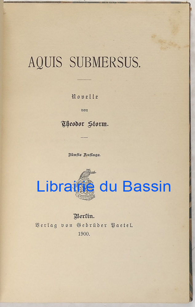 Aquis submersus by Theodor Storm: Bon Couverture rigide (1900 ...