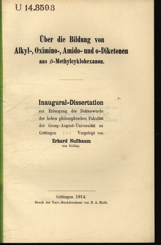 Uber Die Bildung Von Alkyl Oximino Amido Und O Diketonen Aus Ss Methylcyklohexanon Erhard Nussbaum U 14 3593 By Nussbaum Erhard Dissertation 1914 Bookfarm Uber Die Bildung Von Alkyl Oximino Amido Und O Diketonen Aus Ss Methylcyklohexanon Erhard Nussbaum U 14 3593 By Nussbaum Erhard Dissertation 1914 Bookfarm