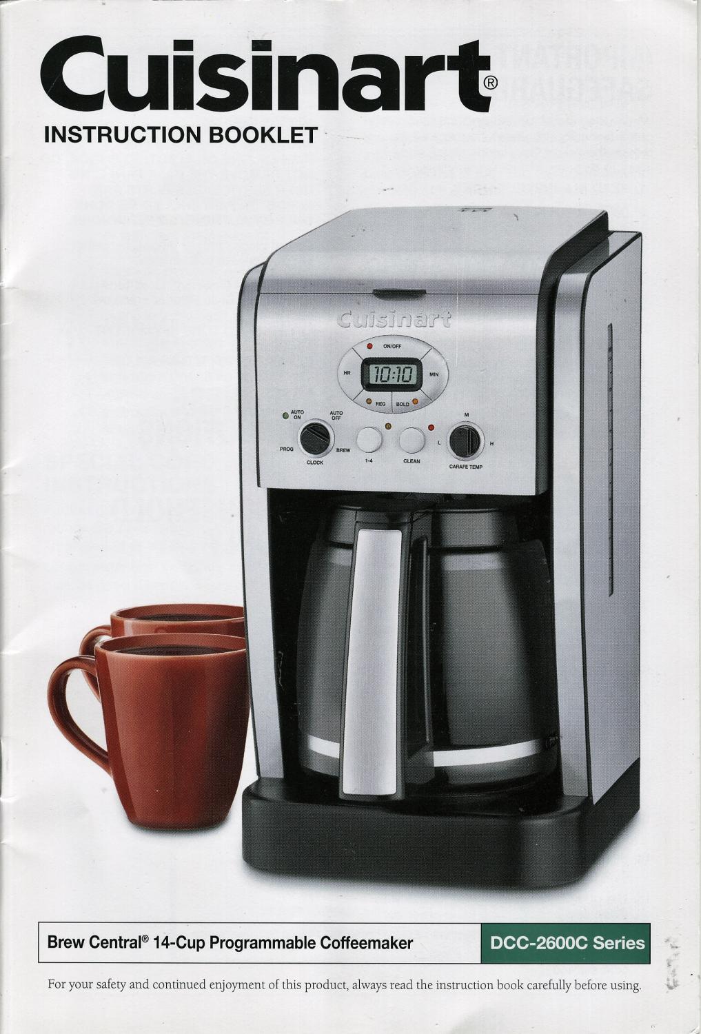 Cuisinart Brew Central 14 Cup Programmable Coffeemaker Instruction Booklet Instruction Booklet Only Very Good Booklet Past Pages