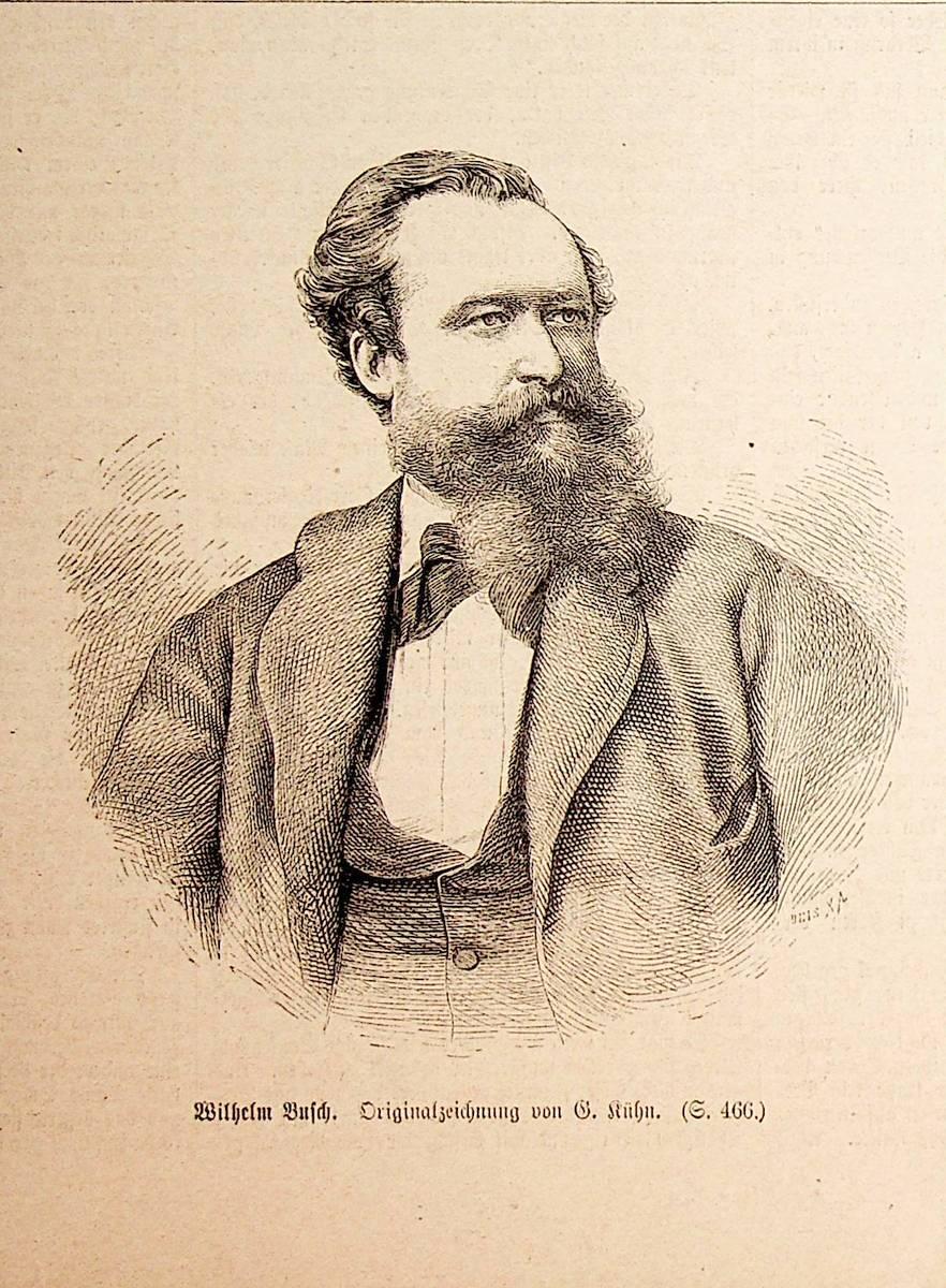 BUSCH, Wilhelm Busch (1832-1908), deutscher Dichter und Zeichner: (1875) Art / Print / Poster 