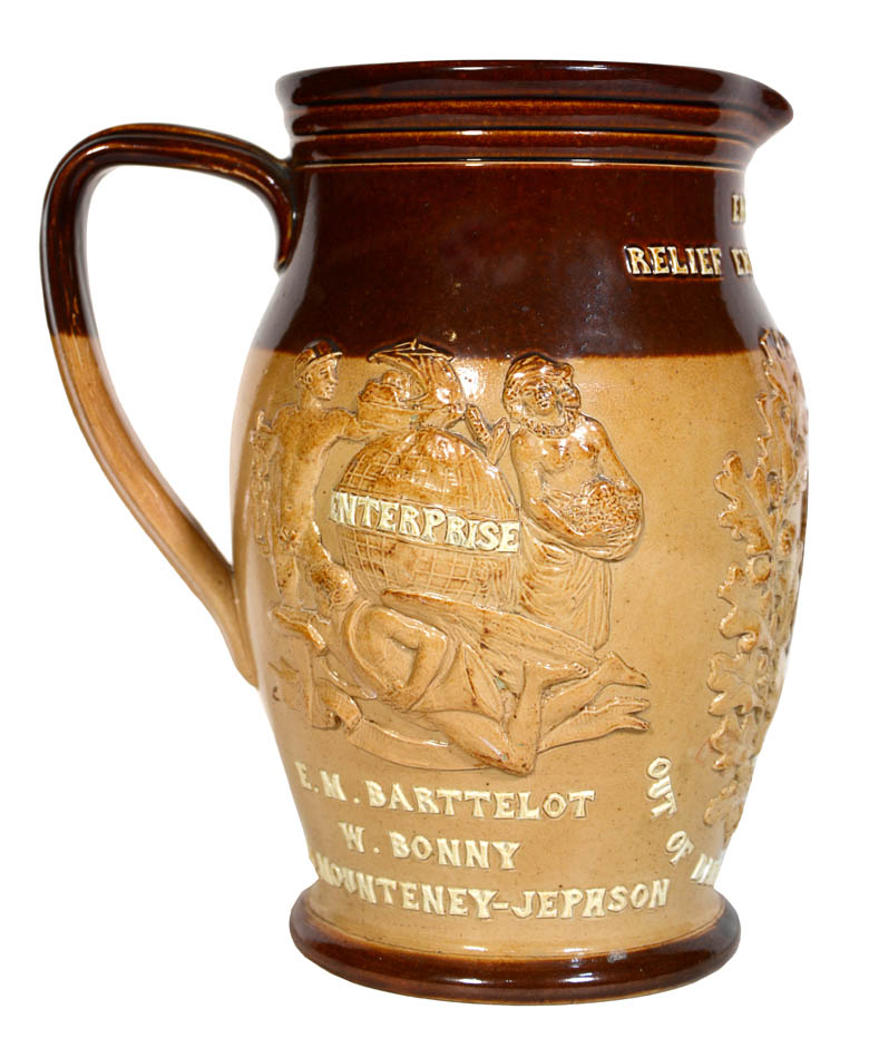 Commemorative Doulton Lambeth brown salt-glazed stoneware jug. STANLEY, Henry Morton. [ ]