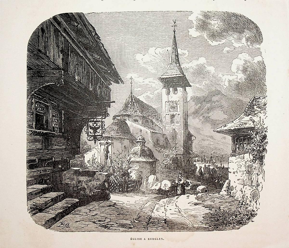 Bürglen - Kirche in Bürglen, Kanton Uri: (1880) Art / Print / Poster