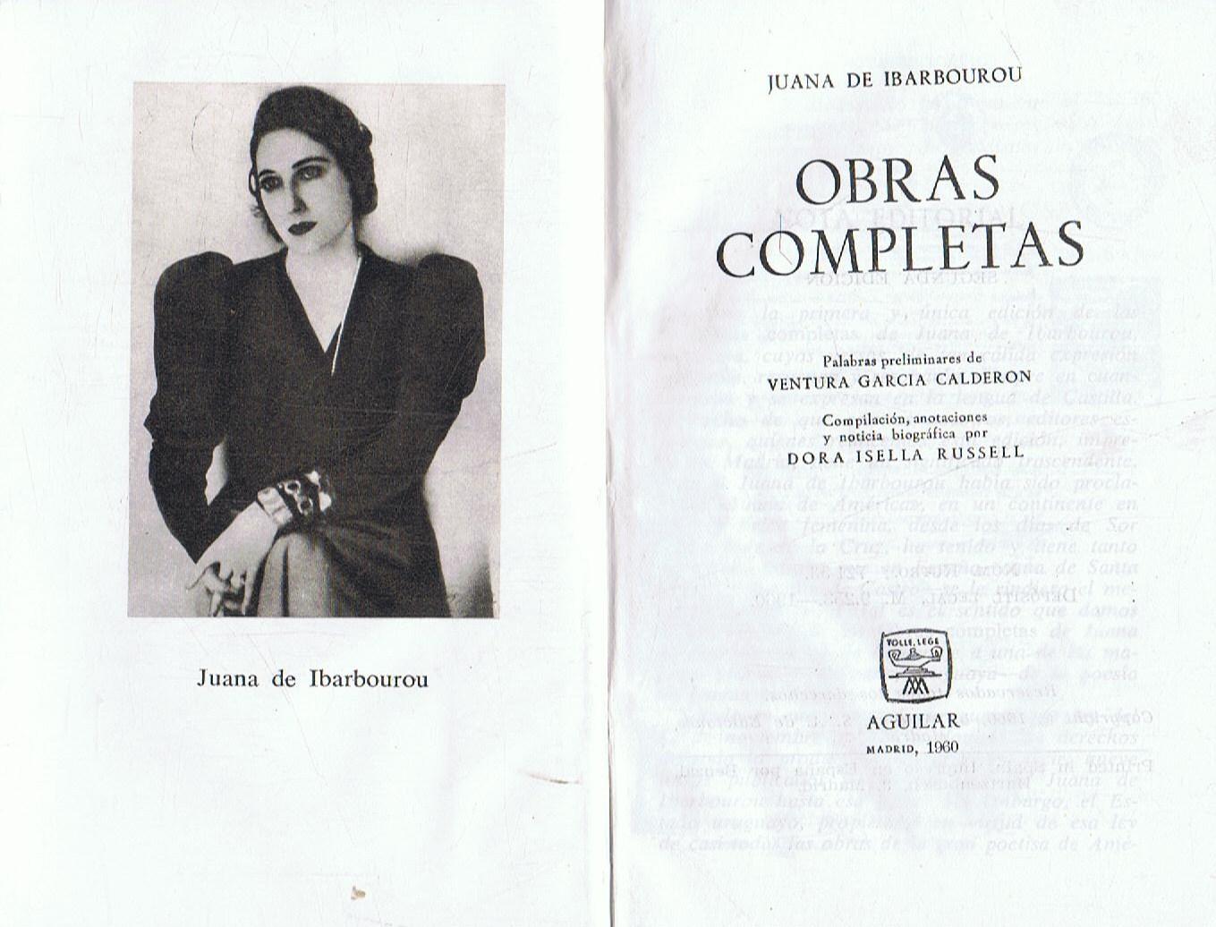 OBRAS COMPLETAS by Ibarbourou. Juana de,: Bien Encuadernación de tapa ...