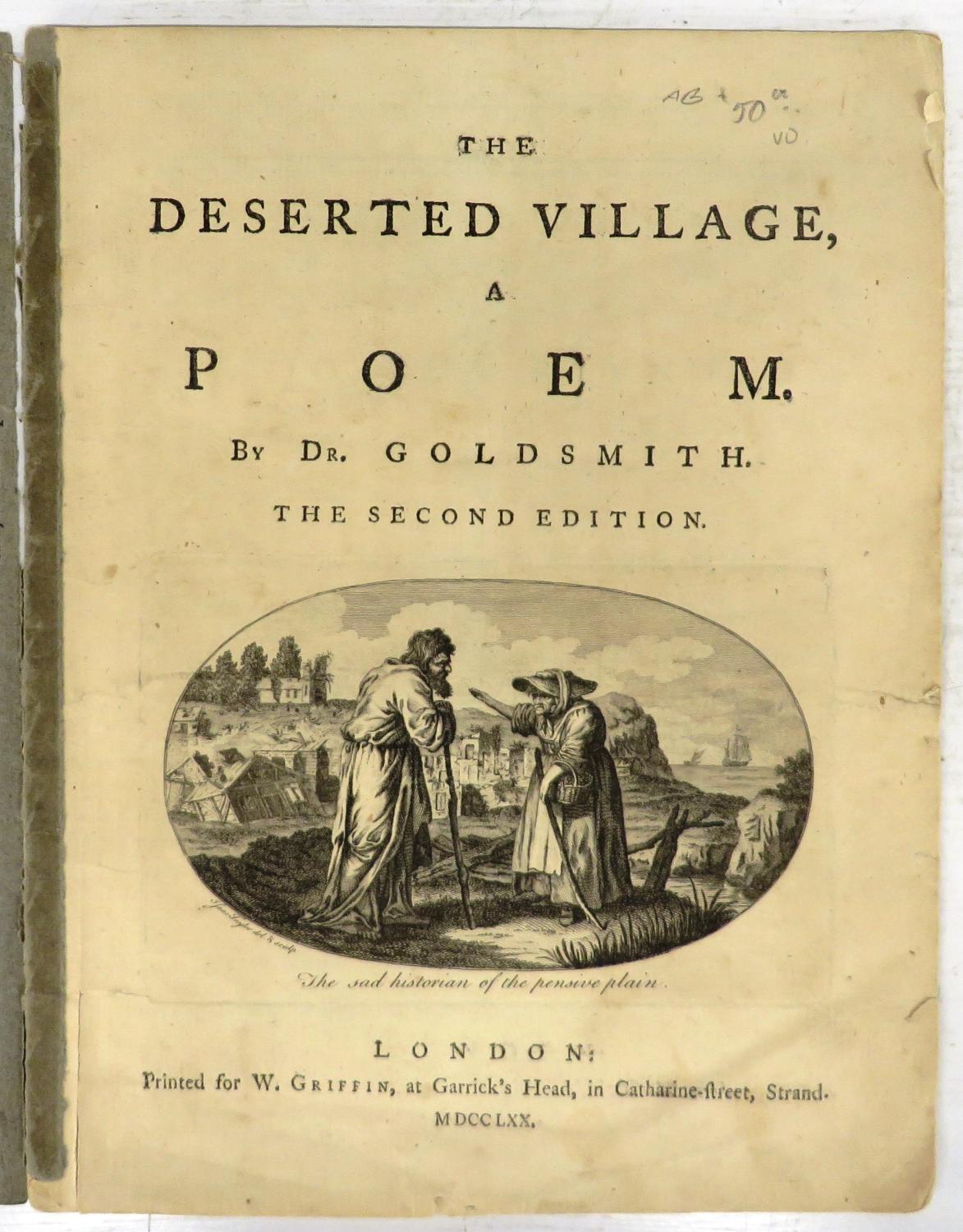 The Deserted Village, A Poem. By Dr. Goldsmith - GOLDSMITH, [Oliver]