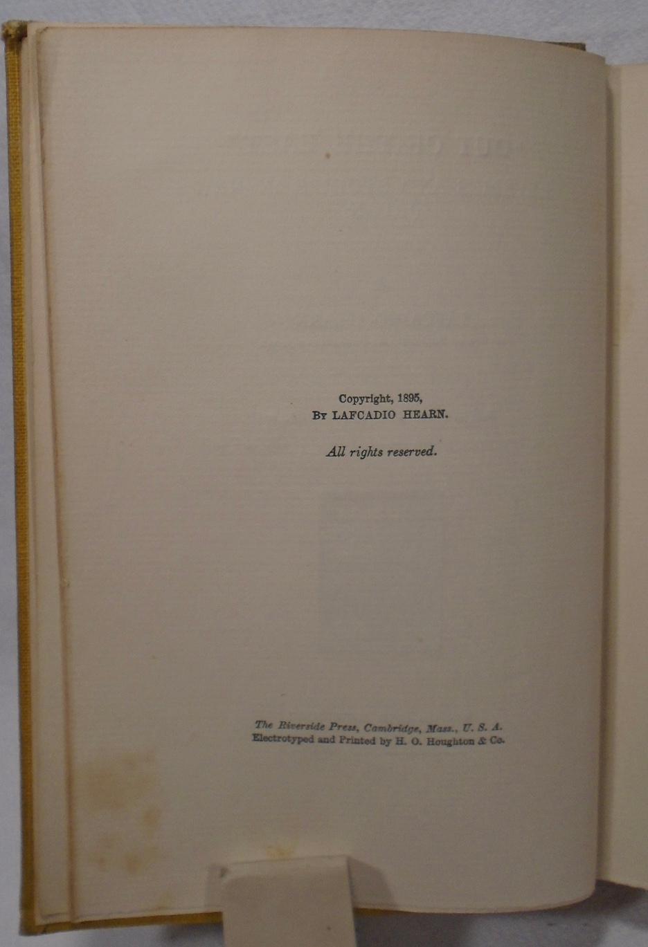 Out of the East by HEARN, Lafcadio: (1895) | Yesterday's Gallery, ABAA