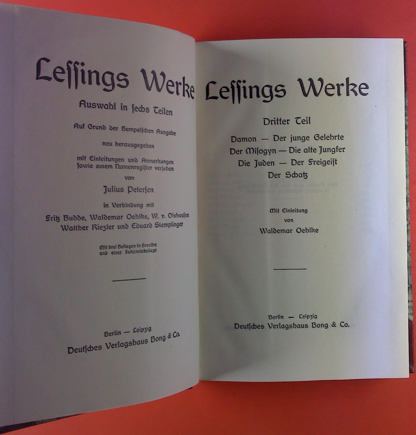 Lessings Werke. Auswahl in sechs Teilen. Auf Grund der Hempelschen ...
