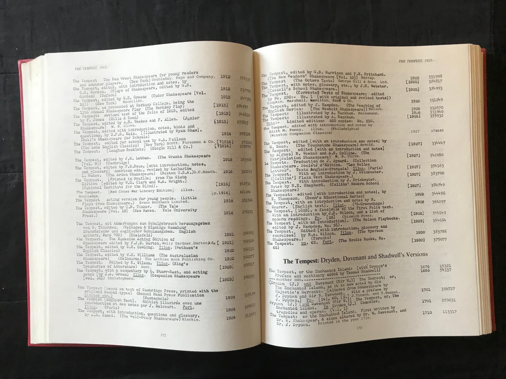 A Shakespeare Bibliography. The Catalogue of the Birmingham Shakespeare