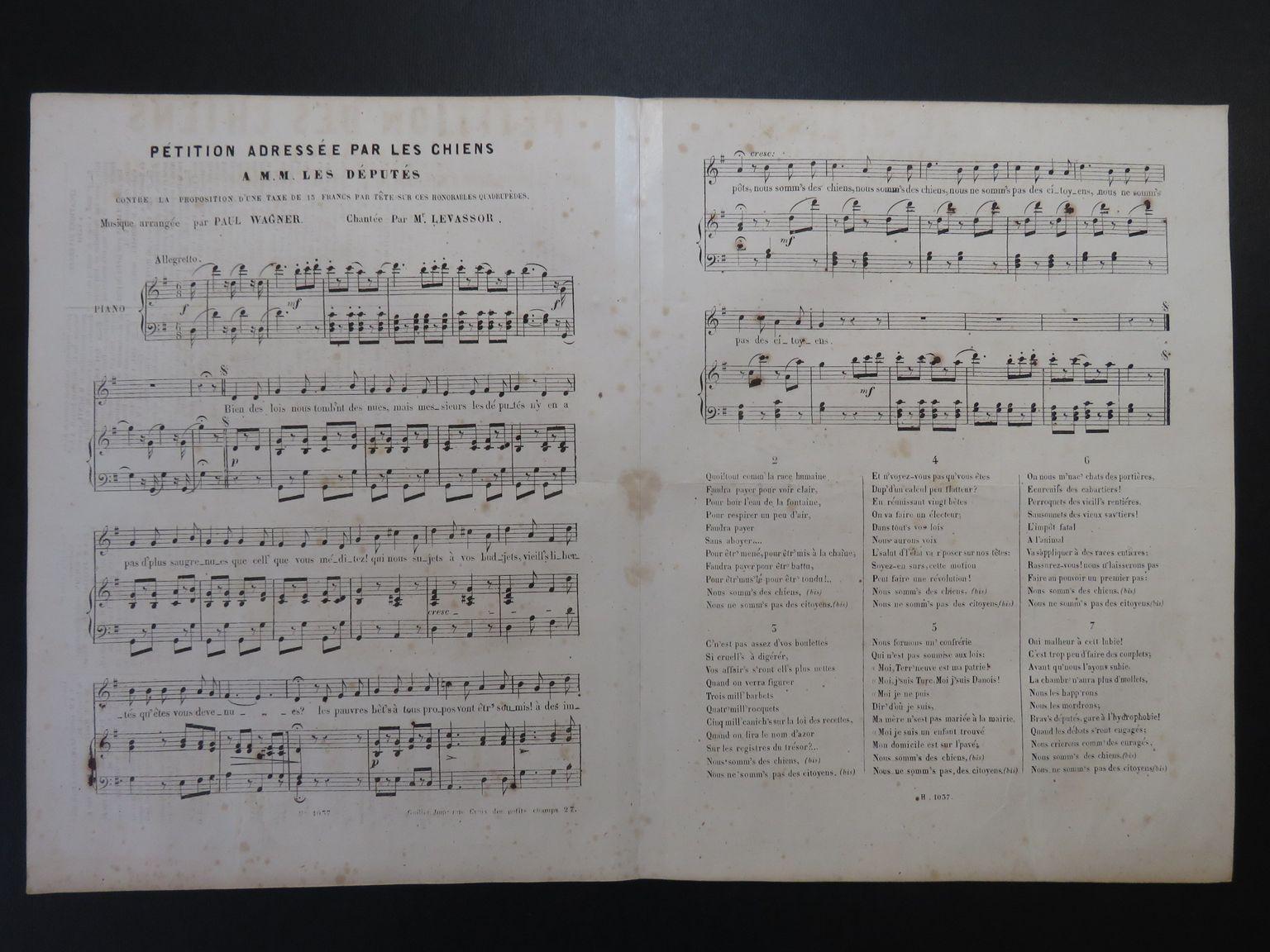 WAGNER Paul Pétition des Chiens Chant Piano ca1850 WAGNER Paul Pétition des Chiens Chant Piano ca1850 [ ]