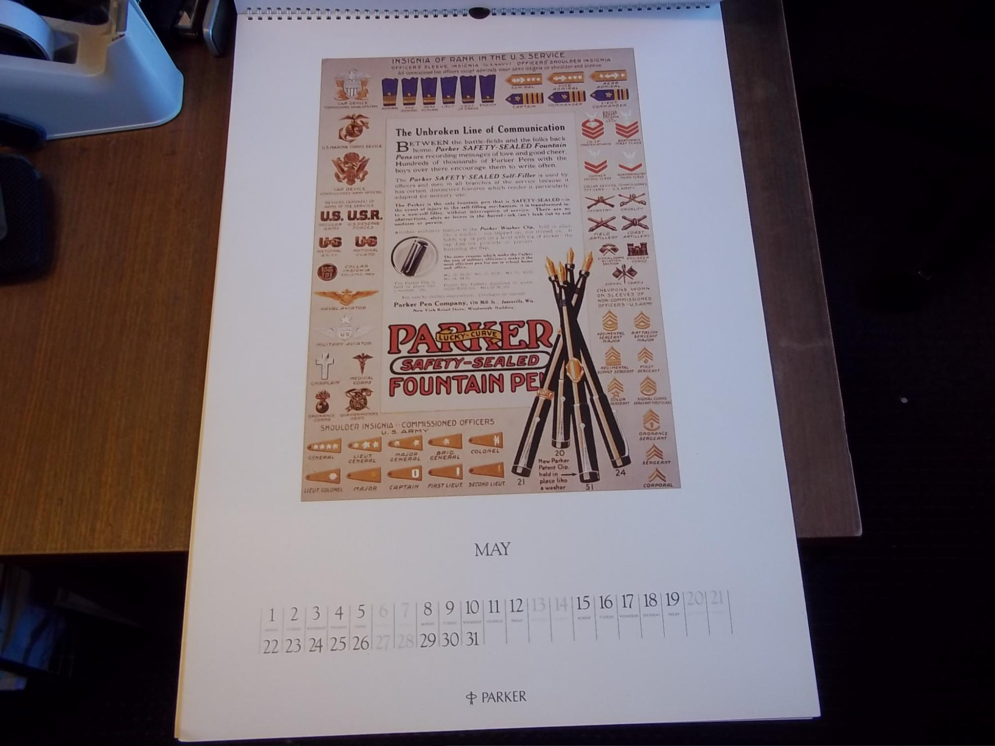 Parker Pen Calendar 1995 by Anon Fine Paperback (1995) First Edition