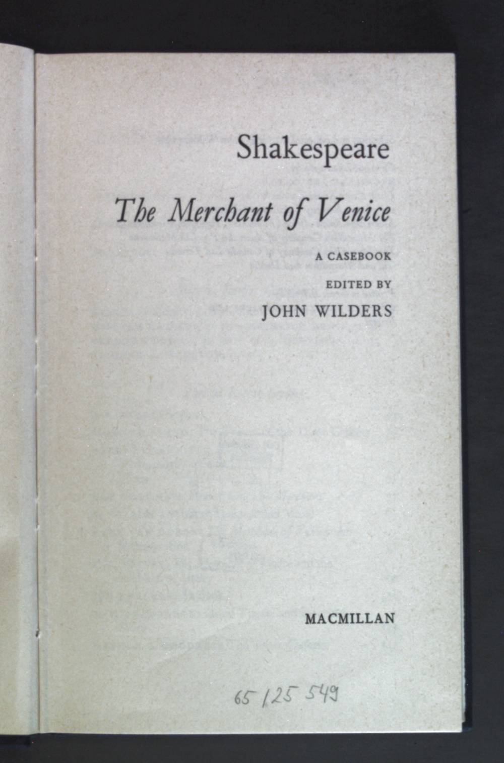 Shakespeare - The Merchant of Venice - Wilders, John