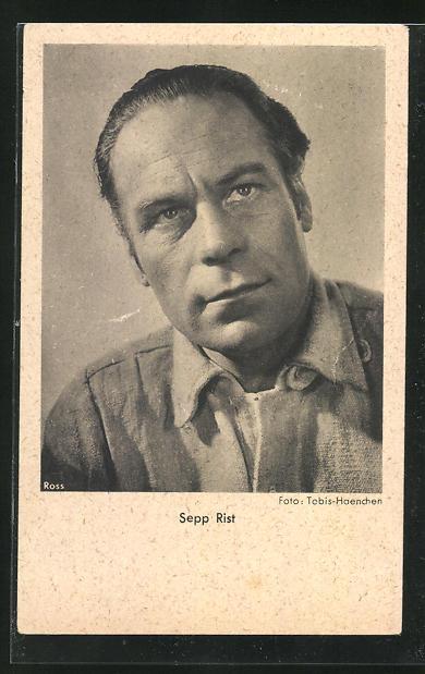 Ansichtskarte Schauspieler Sepp Rist im Leinenhemd: Manuscript / Paper ...
