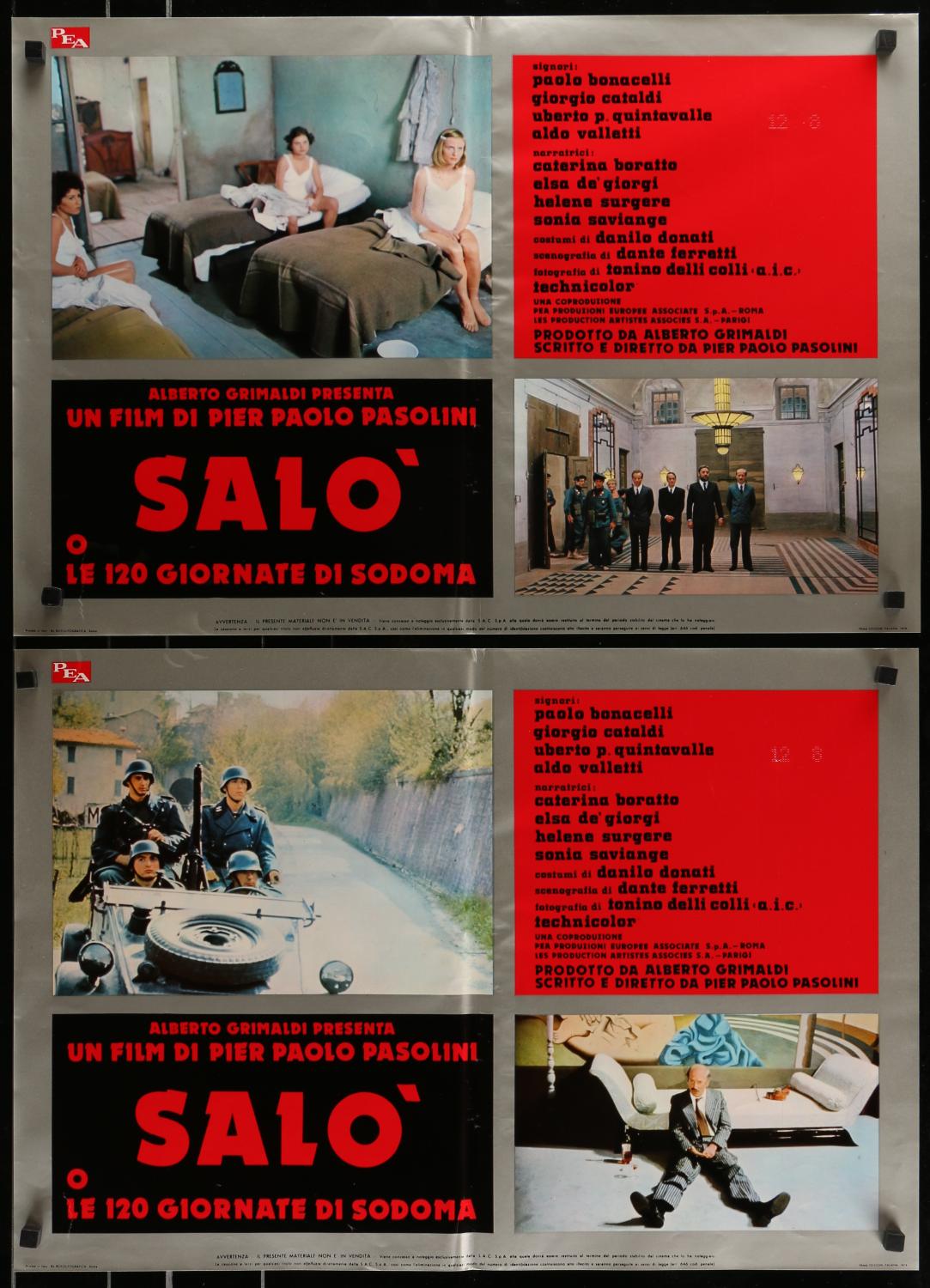 Salo Or The 120 Days Of Sodom Salo O Le 120 Giornate Di Sodoma 1975 Set Of 8 Italian Fotobusta Posters Von Pea Kunst Nbsp Nbsp Grafik Nbsp Nbsp Poster Walter Reuben Inc Abaa Ilab