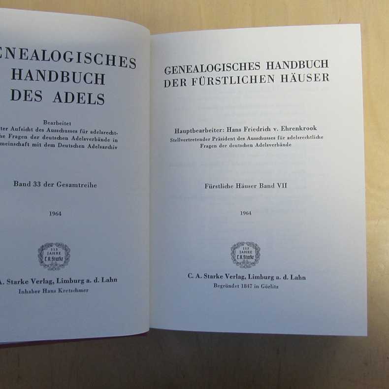 Genealogisches Handbuch des Adels - Band 33: Genealogisches Handbuch der Fürstlichen Häuser, Band VII - Ehrenkrook, Hans Friedrich von