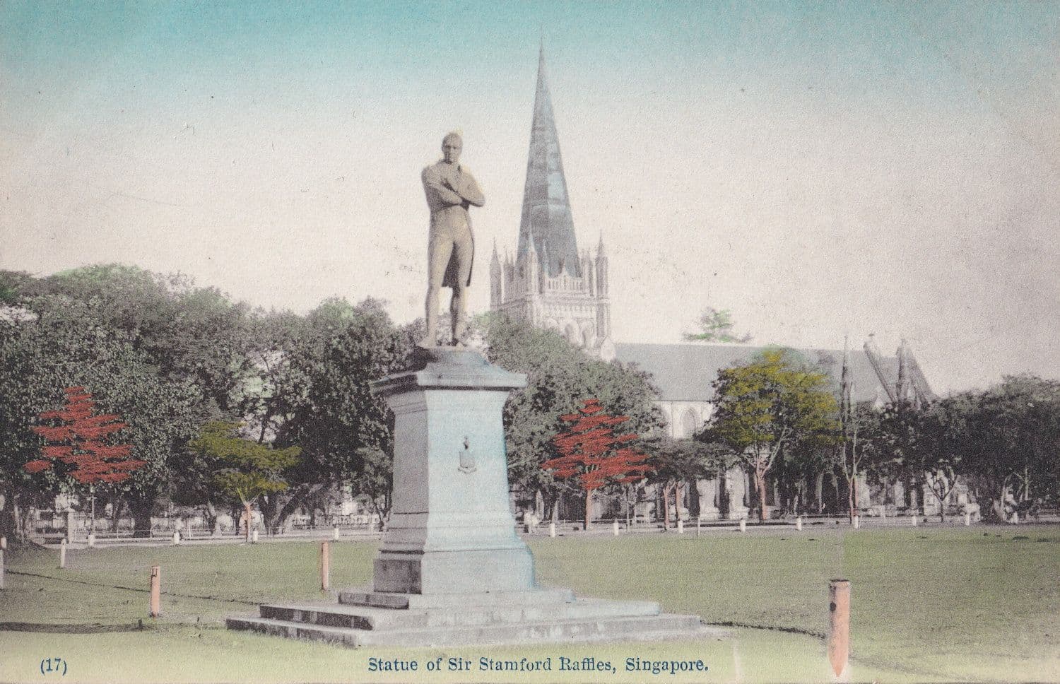 Sir Stamford Raffles Singapore Statue Antique Postcard: Manuscript ...
