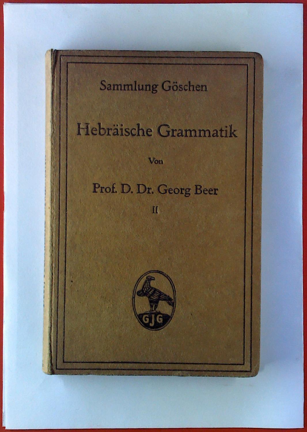 Georg Beer D Hebräisches Übungsbuch Sammlung Göschen 1916 Dr 