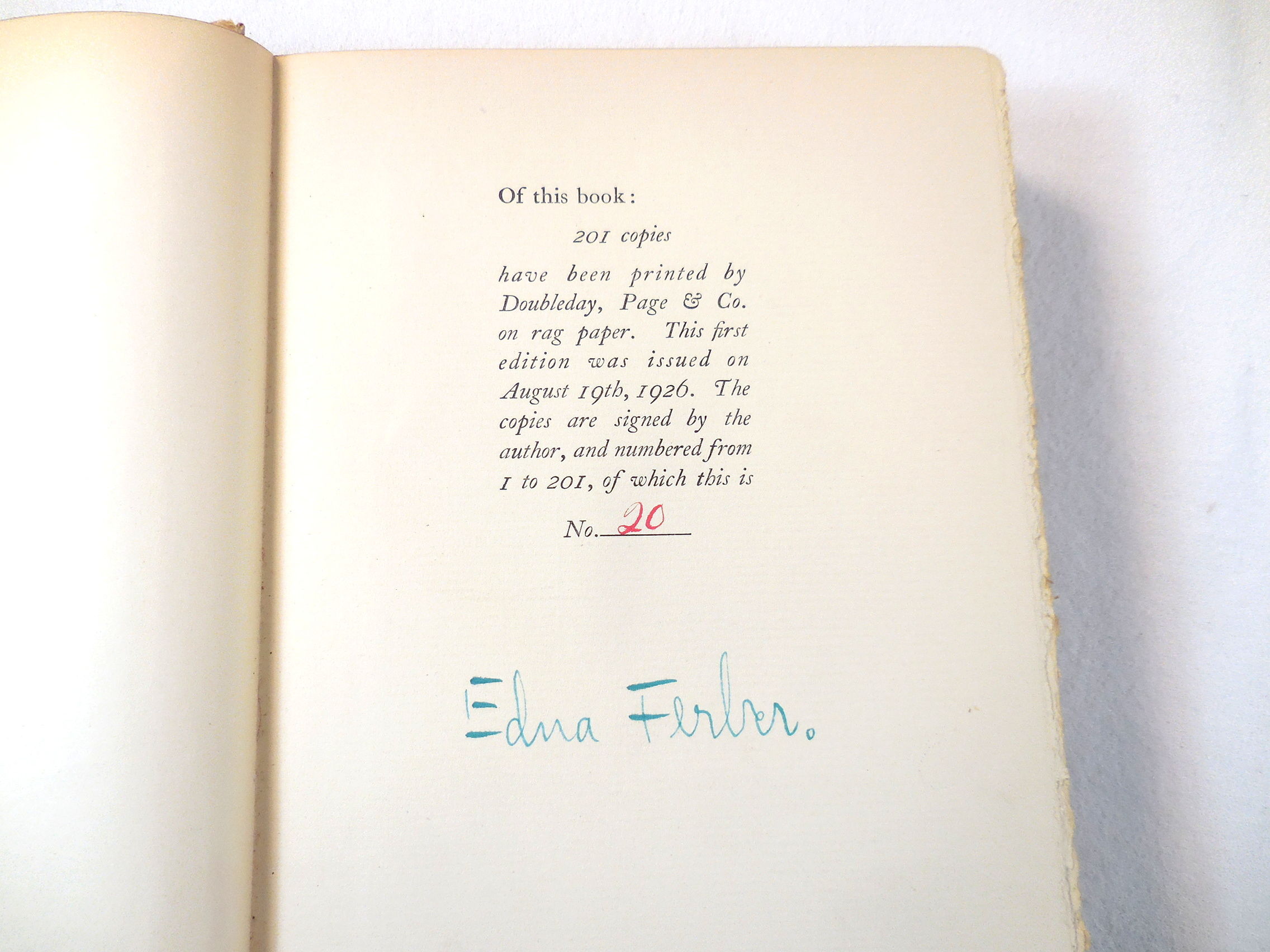 Show Boat. A Novel by Ferber, Edna: Good Hardcover (1926) First